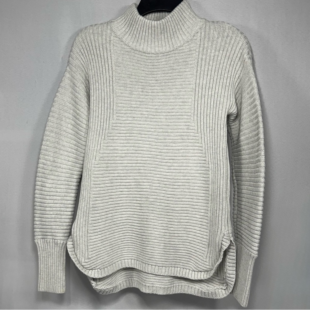 Ribbed Knit Dakini Heather Gray Mock Neck Sweater Size L Large